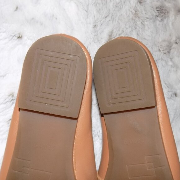 Empress Australia Nude Leather Square Toe Ballet Flats - Picture 9 of 10